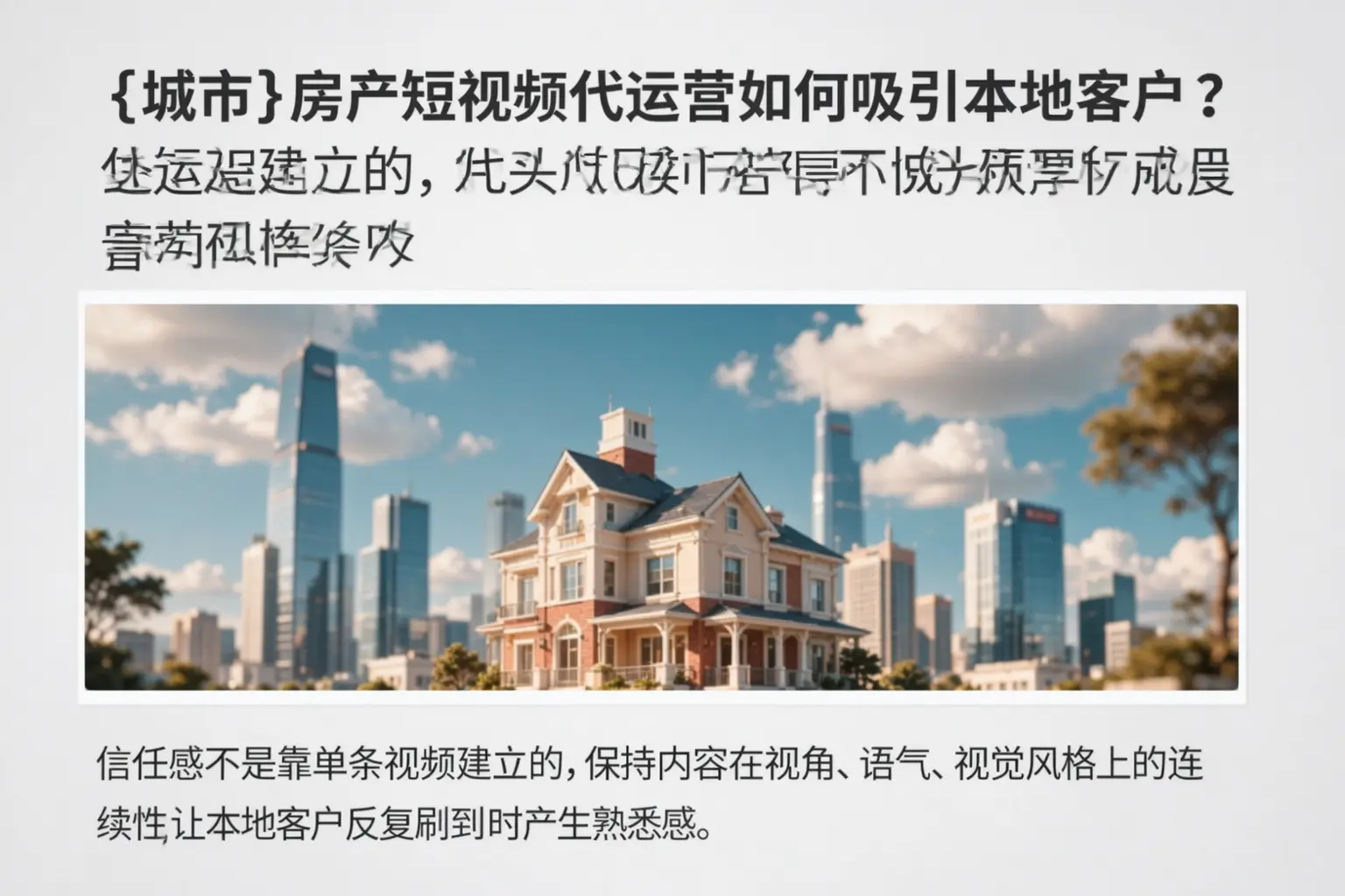 濉溪房产短视频代运营如何吸引本地客户?